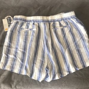 Blue and White Striped Linen Shorts